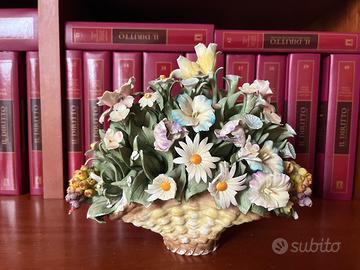 Fioriera in ceramica stile Capodimonte a colori