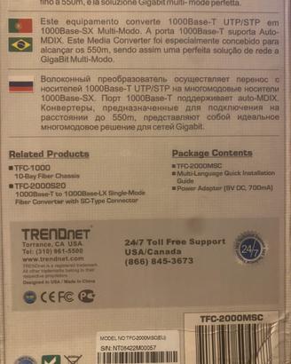 4 x Media Converter Fibra/Ethernet TRENDnet