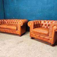 salone Chester Chesterfield in vero cuoio inglese 