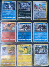 Lotto 57 Carte Pokémon Holo Reverse Fogli Plastica