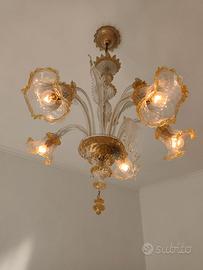 Lampadari  vetro  di  murano con accen  oro 24cara