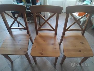 3 sedie in legno da pranzo