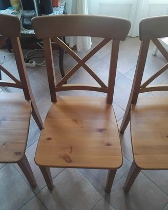 3 sedie in legno da pranzo