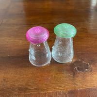 Set sale e pepe vintage in vetro lavorato