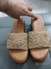 sandalo con zeppa modello ciabattina n 38