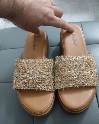 sandalo con zeppa modello ciabattina n 38