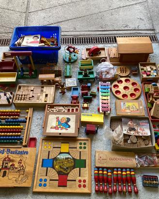 Grande Lot di giocattoli in legno. Vintage