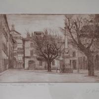 Incisione di rame - famosi scorci di Cremona