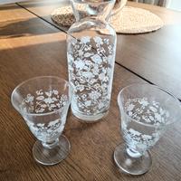 Caraffa e 2 calici vetro