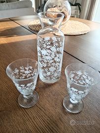 Caraffa e 2 calici vetro