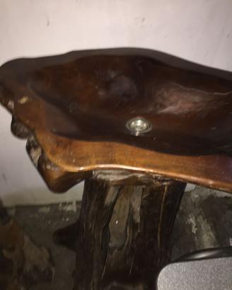 Lavabo e Specchio in Legno Naturale