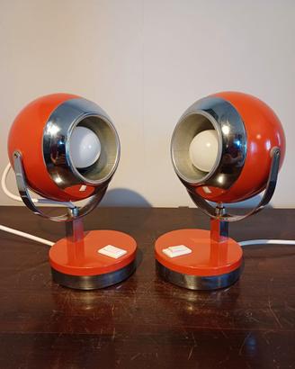 Coppia lampade eyeball rosse in stile Reggiani