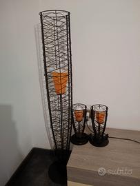 Set 3 Lampade Design Etnico Rattan - 