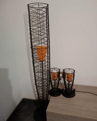 Set 3 Lampade Design Etnico Rattan - 
