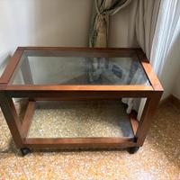 Carrello in vetro in legno