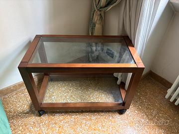 Carrello in vetro in legno