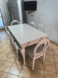 tavolo in legno allungabile più 6 sedie più lampad