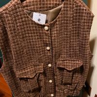 Gilet di velluto marrone nuovo taglia unica