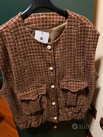 Gilet di velluto marrone nuovo taglia unica