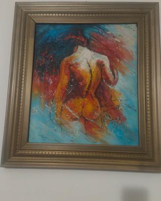 Quadro figurativo materico con cornice