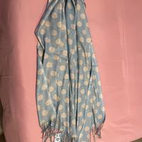 Sciarpa donna azzurra a pois beige