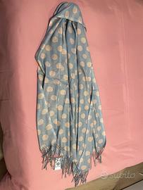 Sciarpa donna azzurra a pois beige