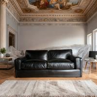 Divano di Poltrona Frau in pelle di vitello nera