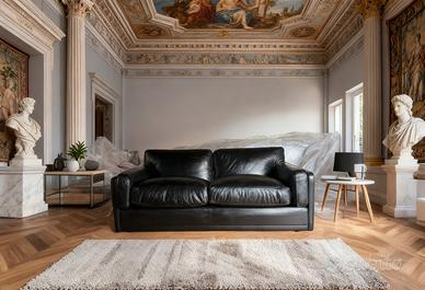 Divano di Poltrona Frau in pelle di vitello nera