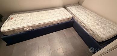 letti singoli imbottiti blu 90x200 cont.+materass.