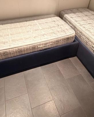 letti singoli imbottiti blu 90x200 cont.+materass.
