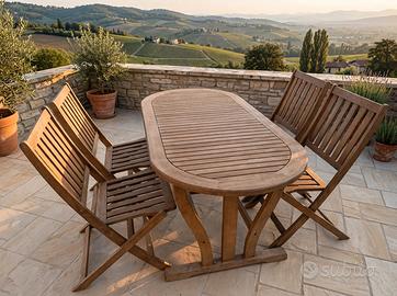 set giardino legno teak tavolo 