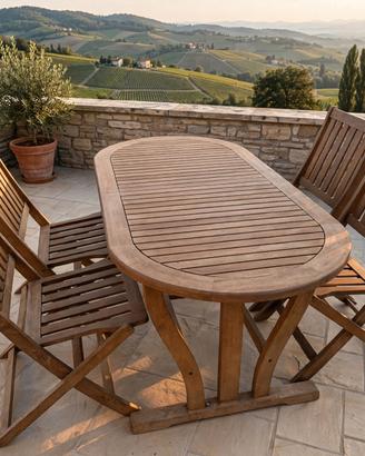 set giardino legno teak tavolo 