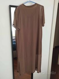 Vestito Zara marrone velato con sottoveste S nuovo