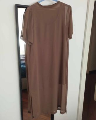 Vestito Zara marrone velato con sottoveste S nuovo
