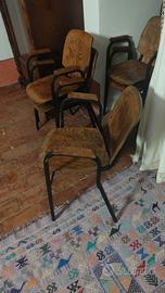 SET 6 sedie in legno e struttura in metallo