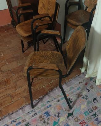 SET 6 sedie in legno e struttura in metallo