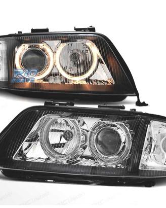 FARI AUDI A6 99-01 XENON OCCHI ANGEL LED FONDO NER