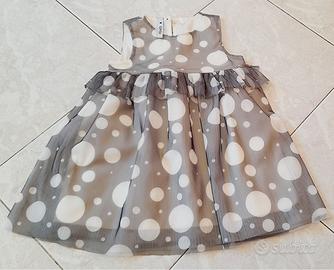 Vestitino vestito bimba bambina  grigio con cerchi
