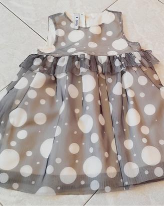 Vestitino vestito bimba bambina  grigio con cerchi