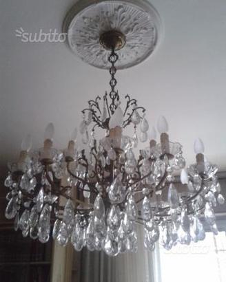 Lampadario gocce cristallo anni 60