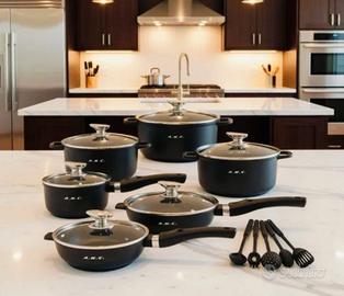 Set di pentole in pietra lavica 23 Pcs