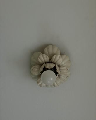 Plafoniera vintage in ceramica smaltata a fiore