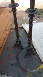 ANTICA COPPIA DI CANDELIERI IN OTTONE BRONZO