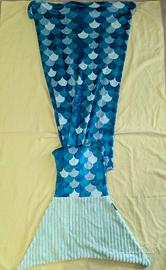 Coperta di pile coda da sirena azzurra Kanguru