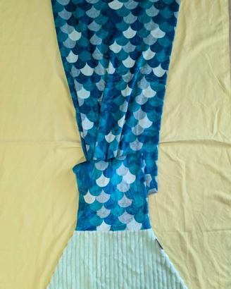 Coperta di pile coda da sirena azzurra Kanguru