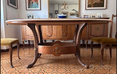 Tavolo vintage in legno con piano di marmo