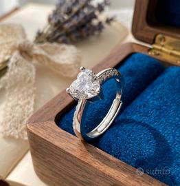 Anello a Cuore - Argento 925 Placcato Oro bianco