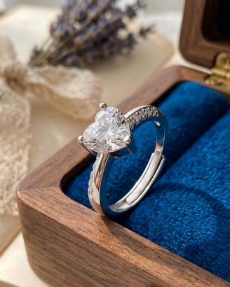 Anello a Cuore - Argento 925 Placcato Oro bianco