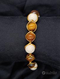 Bracciale in alluminio dorato e pietre
