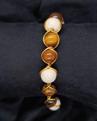 Bracciale in alluminio dorato e pietre